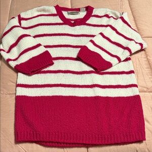 Vintage 80s 90s Diane Von Furstenberg Striped Knit Sweater 💗🤍